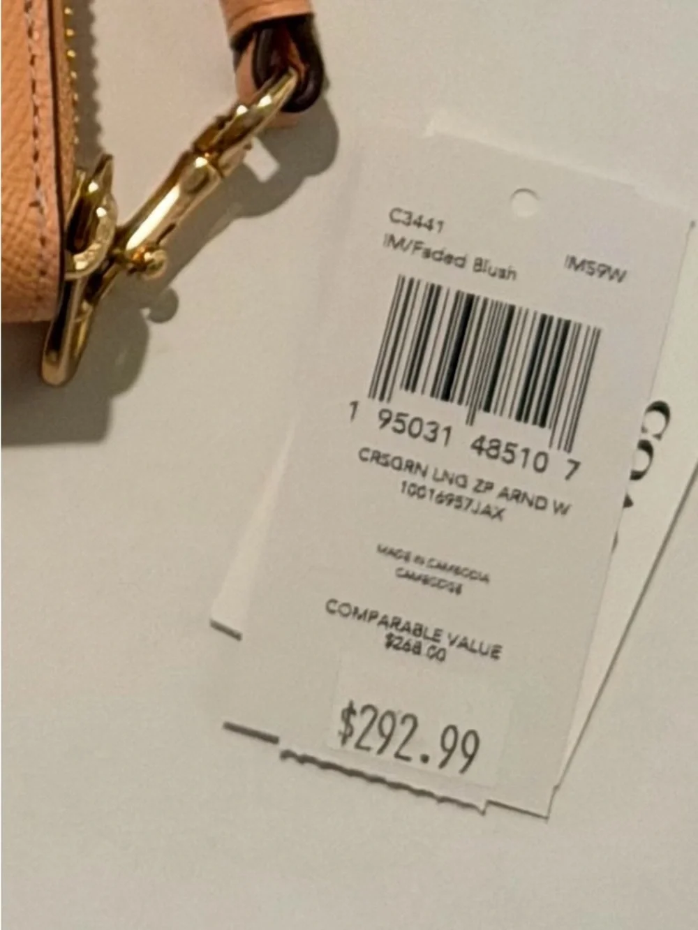 New Blush Coach Zip Around Wristlet Wallet - Picture 4 of 4